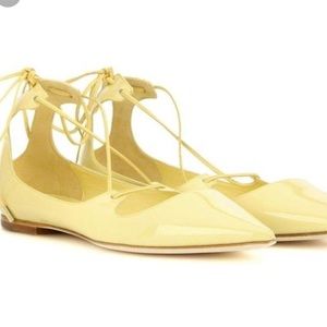 Jimmy Choo yellow patent leather flats
